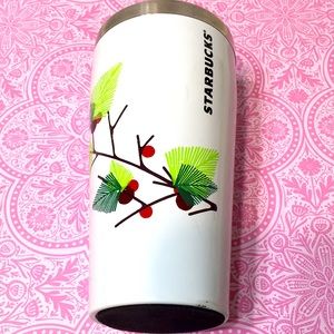 Holiday Starbucks metal cup holly berries